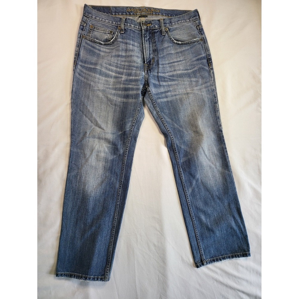 American Eagle Original Straight Jeans Mens 33x30 Medium Wash Blue Denim